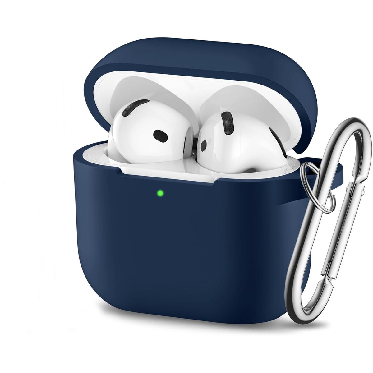 Silicone AirPods case held in hand for scale